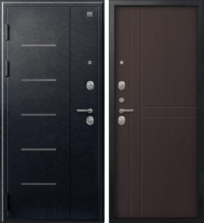 Дверь V-06 Черный муар - Лиственница темная DIS007348